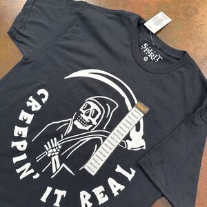Spirit Halloween Creepin It Real Grim Reaper T Shirt Size M Adult Goth Black tee